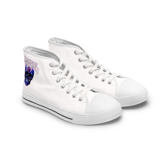 Women's Savage Reaction High Top Sneakers - Stylish Purple Graphic Design