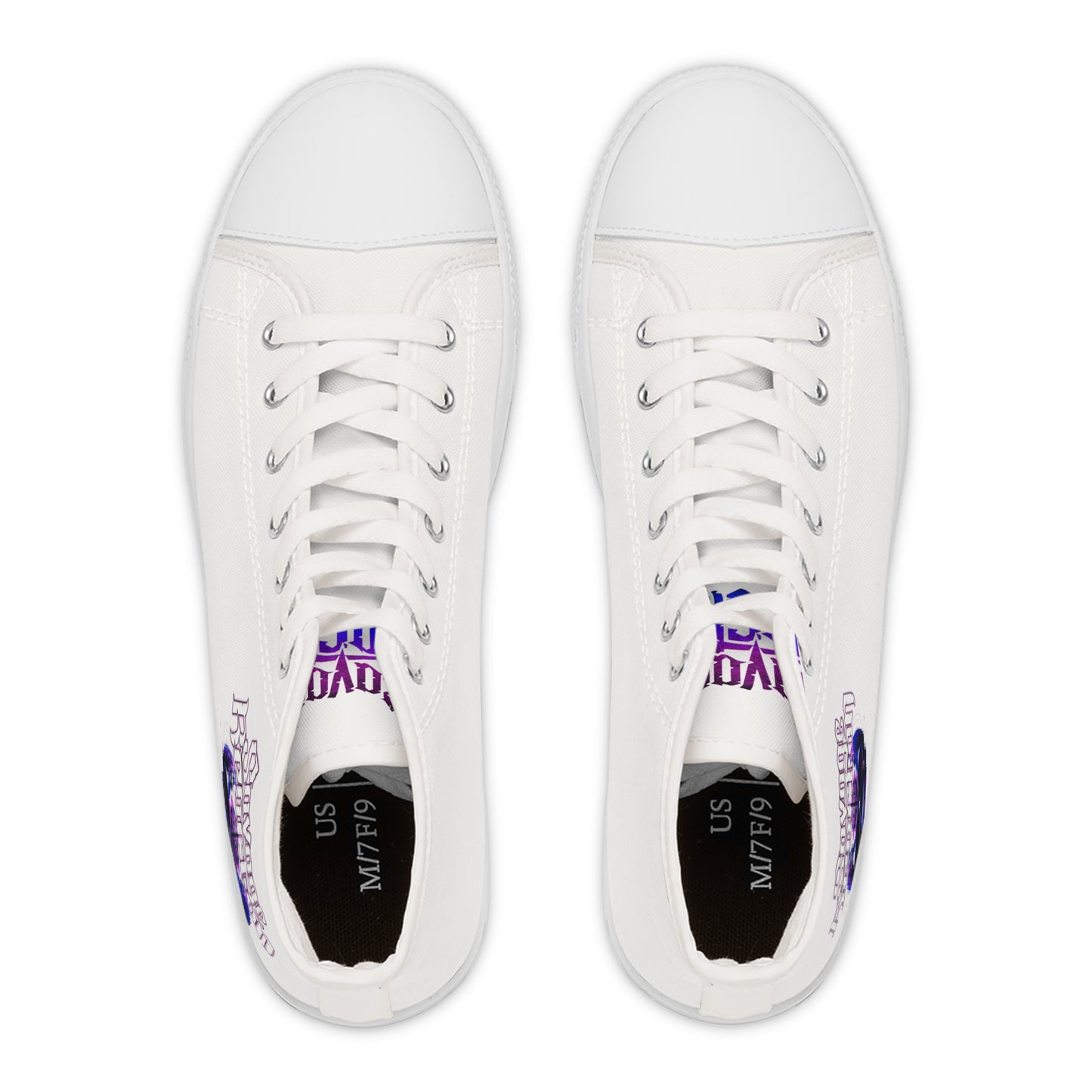 Women's Savage Reaction High Top Sneakers - Stylish Purple Graphic Design