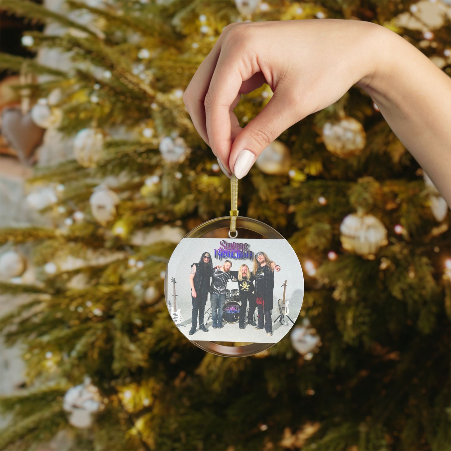 Savage Reaction Band Glass Ornaments - Perfect for Music Lovers and Holiday Decor