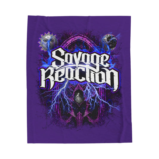 Savage Reaction Velveteen Plush Blanket - Cozy Soft Throw with Bold Graphic Design