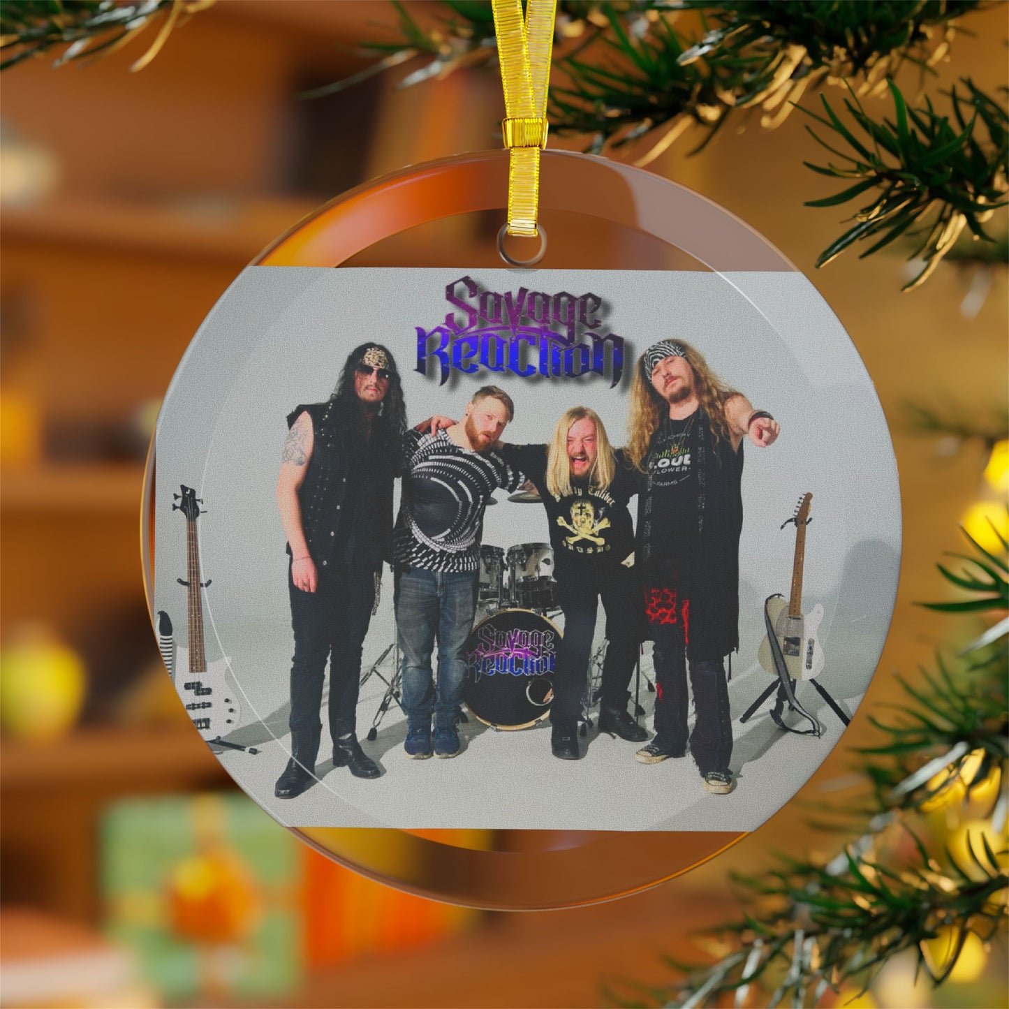 Savage Reaction Band Glass Ornaments - Perfect for Music Lovers and Holiday Decor