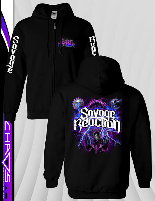 Black Zip Up SAVAGE REACTION Hoodie *Presale